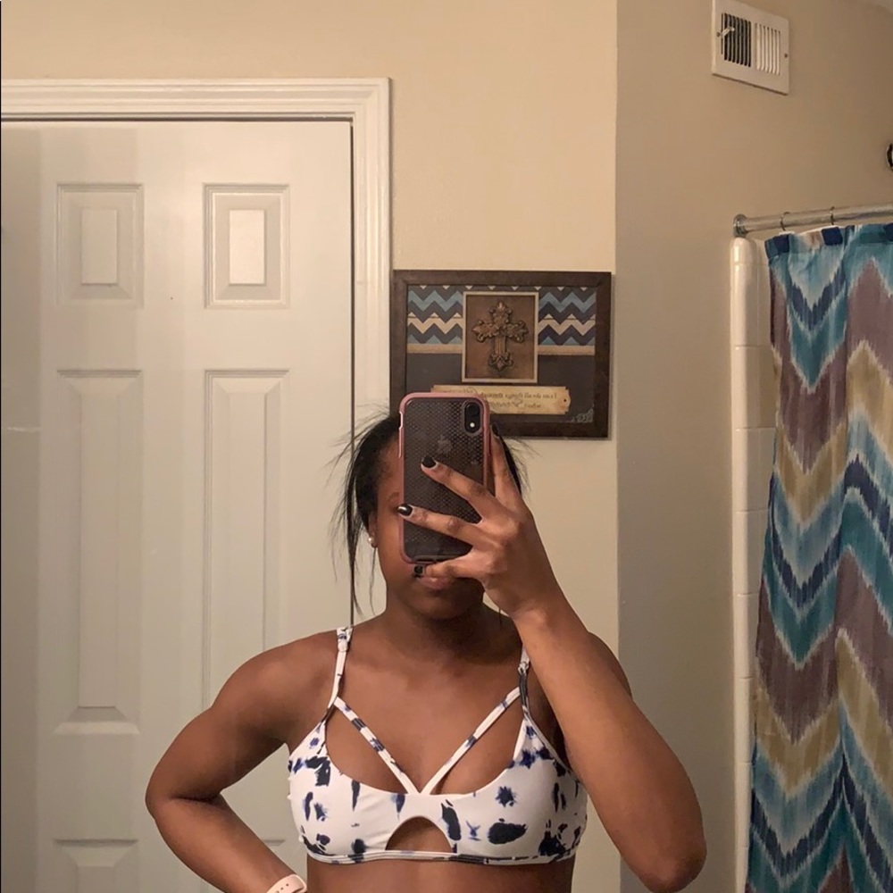 blue tie dye bikini top